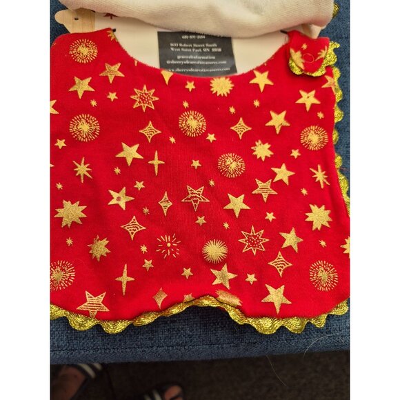 Modern Baby Holiday Bibs Set Of 2 My First Christmas Red & White Gold Star Desig - Picture 3 of 4